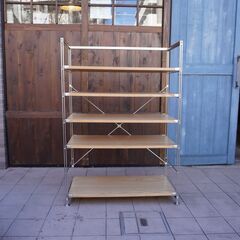無印良品(MUJI)の人気のオーク材×ステンレス 5段ユニットシェルフです