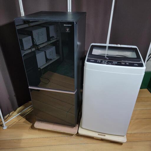 ‍♂️rh1226売約済み‼️設置まで無料‼️ブラックガラストップ✨SHARP × AQUA 家電セット