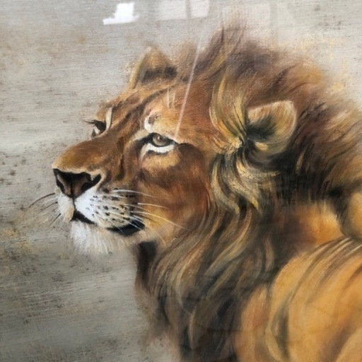 最も 割引 額画 ライオン 30号 油絵 絵画