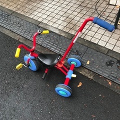 あげます　三輪車　押手棒と足乗せステップ付き