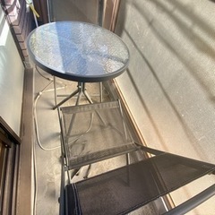 屋外テーブル/折り畳み椅子セット（直径49cm）【1/11まで！...