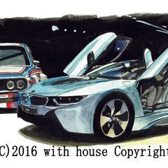 GC-236 BMW i8 限定版画 直筆サイン有 額装済 作家...