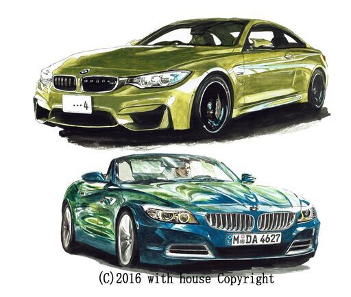 GC-239 BMW Z4/M4クーペ 限定版画 直筆サイン有 額装済 作家 平右ヱ門