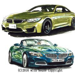 GC-235 BMW M4クーペ限定版画 直筆サイン有 額装済●作家 平右ヱ門