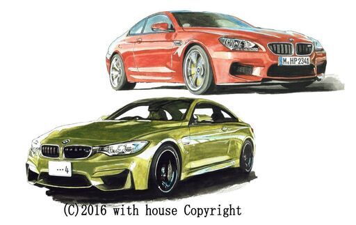 GC-240 BMW M6/M4クーペ 限定版画 直筆サイン有 額装済 作家 平右ヱ門