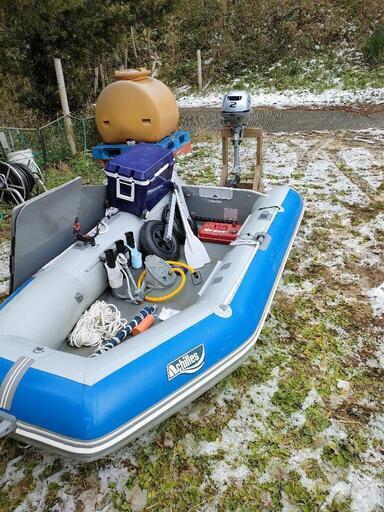 アキレスゴムボート　魚群探知機　セット