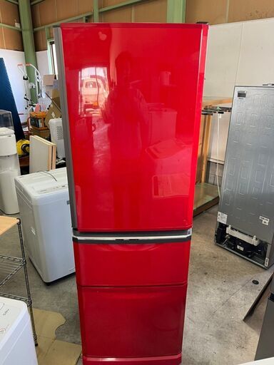 【A-368】三菱電機 冷蔵庫 MR-C37ET-R 2011年製 中古 激安 ファミリーサイズ 通電確認済 レッドカラー