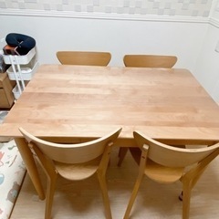 ダイニングテーブル（東京インテリア）、チェア4脚（IKEA）セッ...