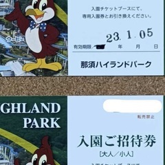 那須ハイランドパーク　入園引換券　3枚　有効期限2023年1月5日