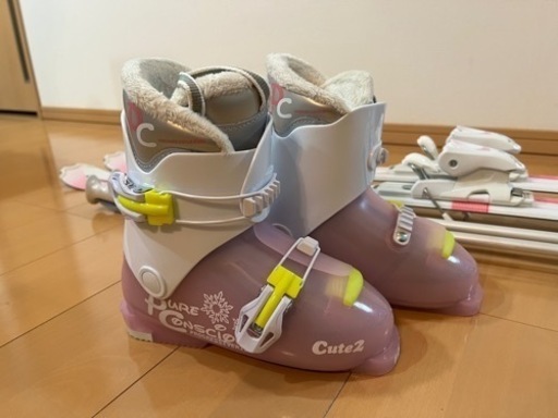 Cute2 子ども用スキーブーツ 22cm 子供(キッズ)スキー一式 板117cm 靴22cm