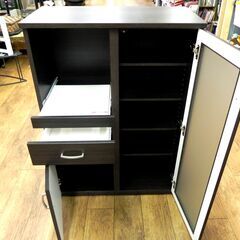 ニトリ ミドルレンジボード ブラウン系 幅80×奥40×高115㎝ 食器棚 キッチン 収納 家具 札幌市 厚別区