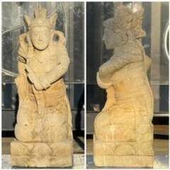  🔷🔶🔷ba13/90 ヒンズー 女神 デウィ 石像 屋外 ヒンドゥー 仏像 オブジェ 置物 インテリア 庭 ガーデン 石彫 デウィ・スリ インドネシア バリ🔷🔶🔷