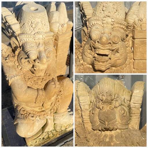 ba13/89 ラクササ (右) 高さ81.5cm 置物 屋外 バリ 守り神 アジアン オブジェ 石像 インテリア 庭 ガーデン 石彫 ヒンズー仏像 守護人 魔除