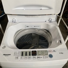 配送可能 2021年 ハイセンス 4．5kg 全自動洗濯機 オリジナル 白 HW