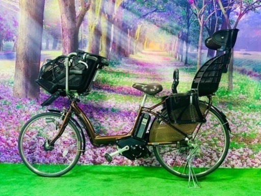 ❷ 4385子供乗せ電動自転車ブリヂストン3人乗り新品26インチ良好バッテリー