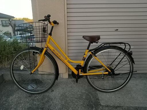 27インチ　シティサイクル 鮮やかなイエロー　7速　タイヤ前後溝有り 27インチ シティサイクル 鮮やかなイエロー 7速 タイヤ前後溝有り