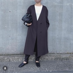 【nae. ナエ】 ノーカラー　コート　マフラーコート