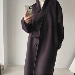 【nae. ナエ】 ノーカラー　コート　マフラーコート