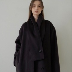 【nae. ナエ】 ノーカラー　コート　マフラーコート