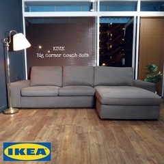 ☑️ジモ売約済　配達無料　IKEAKIVIK左右切替10万円bigコーナーカウチソファー極上