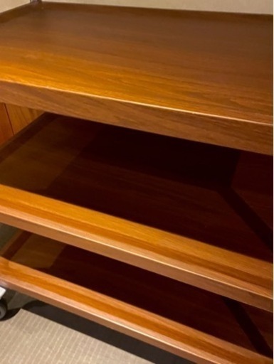 ☆3段 サービスワゴン☆配膳カート☆キャスター付き☆木目調 ダーク