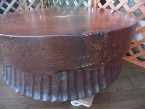 銘木座卓 無垢材 輪切り ローテーブル センターテーブル 天然木一枚板