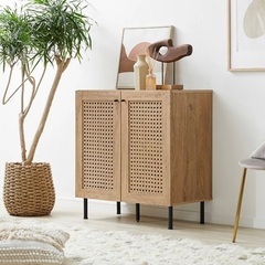 LOWYA】引取り可！ラタン調キャビネット LOWYA】引取り可！ラタン調