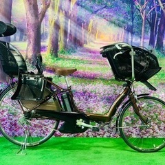 ➁ 4377子供乗せ電動自転車ブリヂストン3人乗り新品26インチ良好バッテリー