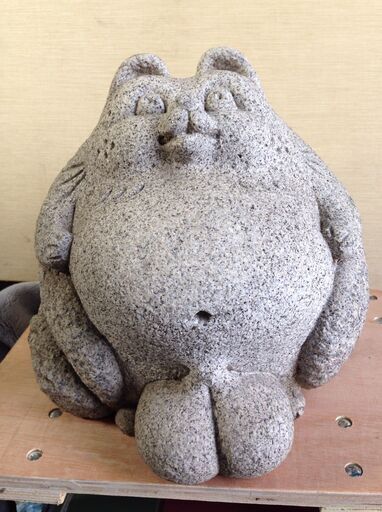 ★6728★たぬき　石　置物　玄関　飾り　縁起物　石像　高さ30cm　オブジェ　インテリア