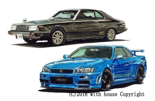 NC-274 GT-R R34/ジャパン限定版画 直筆サイン額装●作家 平右ヱ門エンタメ/ホビー