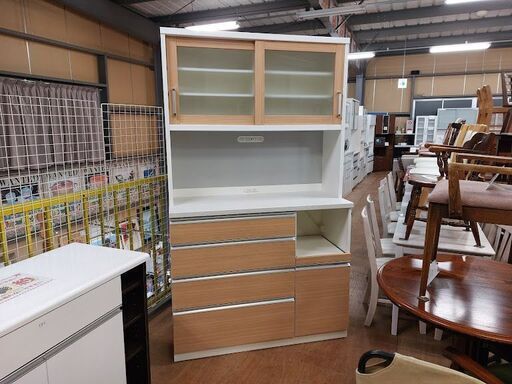 【愛品倶楽部柏店】　共和産業　シャロー１２０ＫＢ５０　２枚スライド扉キッチンボード　ナチュラル 23194円