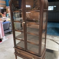 飛騨家具 キツツキ 飾り棚 アンティーク キャビネット ガラスケース 