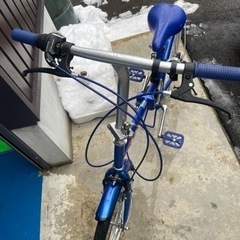 折りたたみ自転車　ブルー　ギア付き