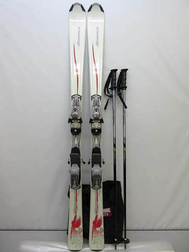 ss4482　ノルディカ　カービングスキー　3点セット　152cm　ホワイト　NORDICA　Olympia　白　板　ビンディング　ストック　スキーセット