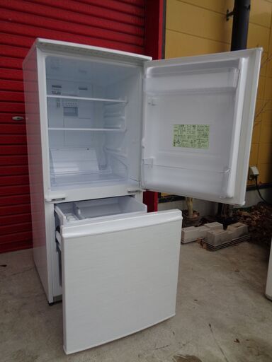 SHARP シャープ 137L 2ドア冷凍冷蔵庫 SJ-14W-W 中古 - 冷蔵庫 