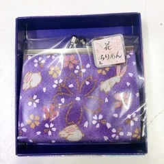 花ちりめん　紫　うさぎ　桜　がまぐち財布