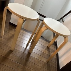 【ネット決済・配送可】椅子、イス、チェア、丸椅子（2脚セット）