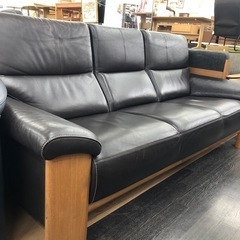 karimoku  3人掛けソファー  ブラック  キズ有  【トレファク上福岡】