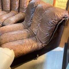 ✨🔔期間限定🔥ジモティー特別価格🔔✨アンティーク家具 スネークソファ9段 本革 3人掛け