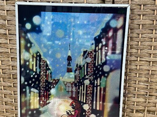 藤城清治 マッチ売りの少女 影絵 パブミラー 鏡 レトロ クリスマス 