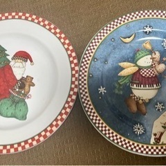 【新品 未使用】アンティーク クリスマス お皿 サンタさん 雪だ...
