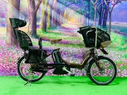 ❷ 4654子供乗せ電動自転車ブリヂストン3人乗り新品20インチ良好バッテリー