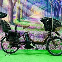 ➁ 4654子供乗せ電動自転車ブリヂストン3人乗り新品20インチ良好バッテリー