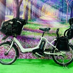 ❷ 4653子供乗せ電動自転車ヤマハ3人乗り新品20インチ良好バ...