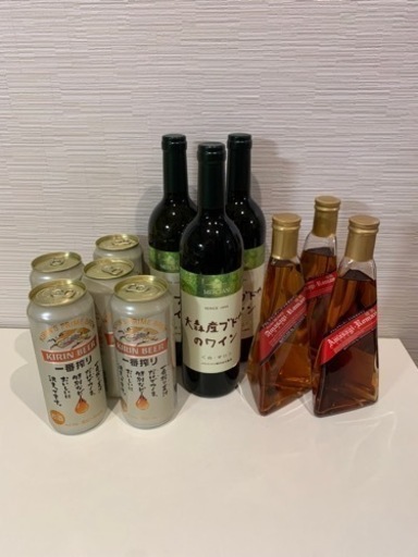 【新品未開封】生ビール500ml×5本、白ワイン3本、プラムブランデー3本！