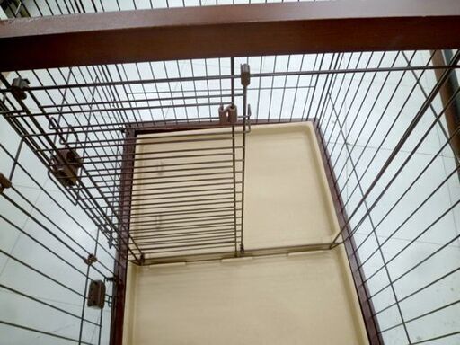 ペットケージ ペットサークル 幅124.5㎝ こげ茶 飼育ケージ 扉付き