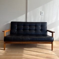 超美品】革張りソファ 2人掛け ラブソファ ブラウン