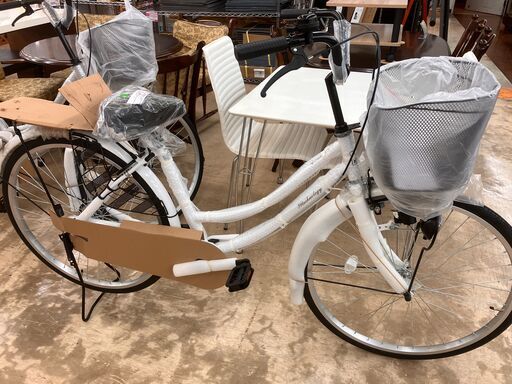 未使用品 26インチ カゴ付き自転車 シティサイクル 21テクノロジー 1年保証付き No.347● ※現金、クレジット、スマホ決済対応※