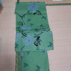 【引っ越し処分】浴衣の生地 緑色に花柄