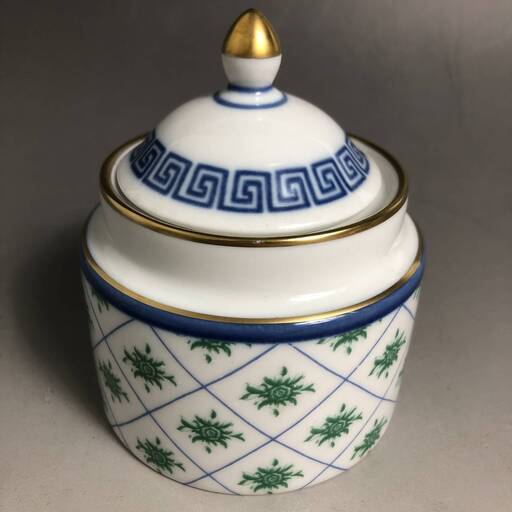 ut5/19 美品 イタリア 小物ケース　Manifattura artistica Le Porcellane ポーセリン　陶器　用食器 陶磁器　シュガーポット　白 〇